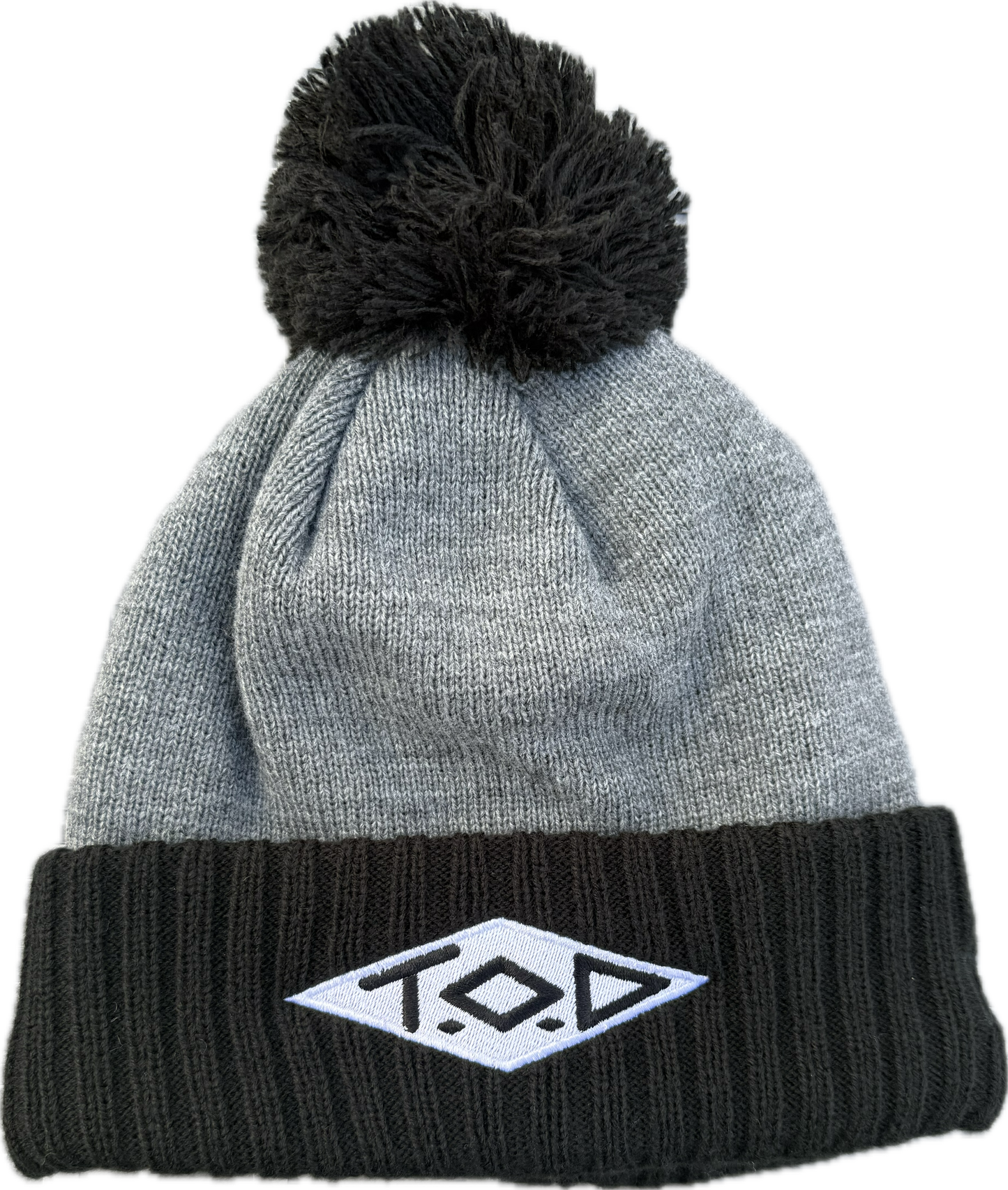 Gray & Black Pom Beanie